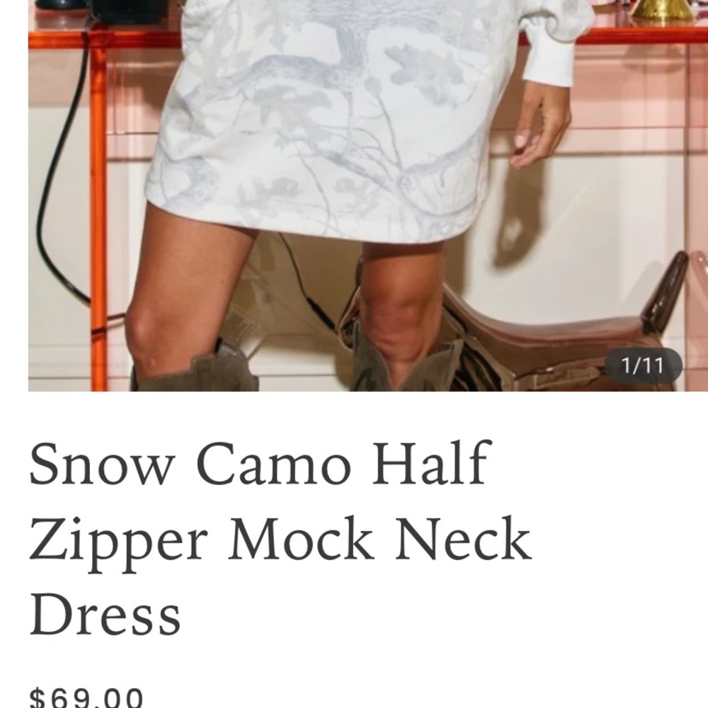 BUCKETLIST White & Light Gray Half-Zip Sweatshirt Dress - Picture 2 of 3